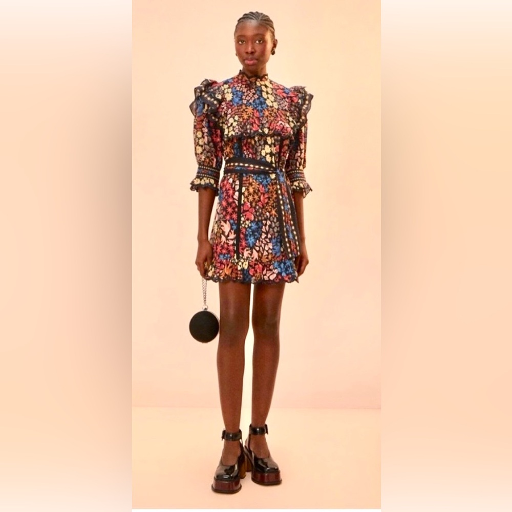 FarmRIO Multicolor Ruffle Mini Dress